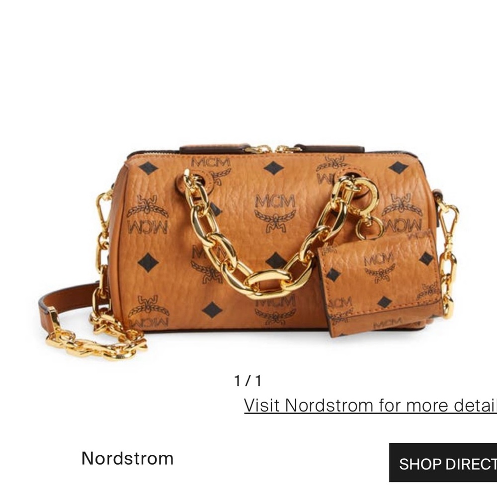 Aut MCM | Cognac Essential Visetos Original Mini Convertible Boston Bag
